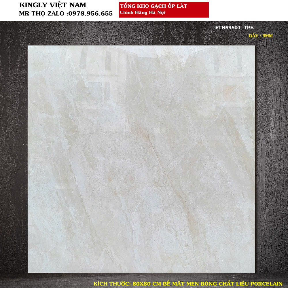Gạch lát nền màu vàng vân đá 80x80 ETH 89801
